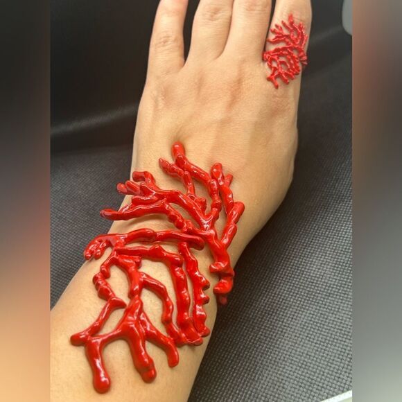 Zara Miro’s Coral Abstraction Bracelet and Ring Set-Bold And Unique - Picture 13 of 13